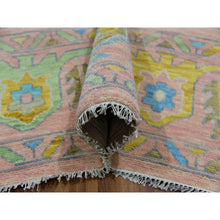 Load image into Gallery viewer, 10&#39;1&quot;x13&#39;9&quot; Rose Pink, Oushak Weave and Design, Hand Knotted, Pure Wool, Thick and Plush, Soft to the Touch, Oriental Rug FWR479646