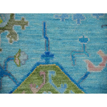 Load image into Gallery viewer, 10&#39;2&quot;x14&#39; Turquoise Blue, All Over Leaf Pattern, Oushak and Weave Design, Hand Knotted, Pure Wool, Lush and Plush, Oriental Rug FWR479652