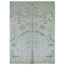 Load image into Gallery viewer, 10&#39;1&quot;x13&#39;10&quot; Daisy Ivory, Birds of Paradise, Tree of Life Design with Deers and Lions, 100% Wool, Hand Knotted, Thick and Plush, Oriental Rug FWR479658