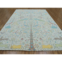 Load image into Gallery viewer, 10&#39;1&quot;x13&#39;10&quot; Daisy Ivory, Birds of Paradise, Tree of Life Design with Deers and Lions, 100% Wool, Hand Knotted, Thick and Plush, Oriental Rug FWR479658