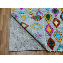 Load image into Gallery viewer, 10&#39;2&quot;x14&#39; Cloud Gray with Colorful Oushak Weave with Moroccan Inspired Design, Hand Knotted, Pure Wool, Substantially Heavy, Oriental Rug FWR479664