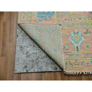 10'3"x14' Coral Pink, Oushak Weave and Design, Hand Knotted, Pure Wool, Thick and Plush, Oriental Rug FWR479676