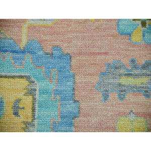 10'3"x14' Coral Pink, Oushak Weave and Design, Hand Knotted, Pure Wool, Thick and Plush, Oriental Rug FWR479676