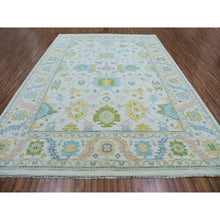 Load image into Gallery viewer, 10&#39;3&quot;x13&#39;10&quot; Powder White, Oushak Weave and Design, All Over Leaf Pattern, Hand Knotted, Pure Wool, Plush and Lush, Oriental Rug FWR479688