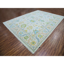 Load image into Gallery viewer, 10&#39;3&quot;x13&#39;10&quot; Powder White, Oushak Weave and Design, All Over Leaf Pattern, Hand Knotted, Pure Wool, Plush and Lush, Oriental Rug FWR479688