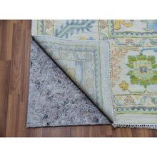 Load image into Gallery viewer, 10&#39;3&quot;x13&#39;10&quot; Powder White, Oushak Weave and Design, All Over Leaf Pattern, Hand Knotted, Pure Wool, Plush and Lush, Oriental Rug FWR479688