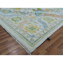 Load image into Gallery viewer, 10&#39;3&quot;x13&#39;10&quot; Powder White, Oushak Weave and Design, All Over Leaf Pattern, Hand Knotted, Pure Wool, Plush and Lush, Oriental Rug FWR479688