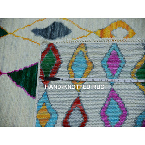 10'2"x13'9" Daisy Ivory, Oushak Weave with Colorful Moroccan Inspired Design, Lush Pile, Hand Knotted, Pure Wool, Oriental Rug FWR479712