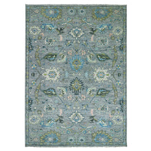 Load image into Gallery viewer, 10&#39;1&quot;x14&#39; Spanish Gray, Pure Wool, Oushak Weave and Design with Deer Figurines, Hand Knotted, Lush and Plush, Oriental Rug FWR479724