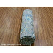 Load image into Gallery viewer, 10&#39;1&quot;x14&#39; Spanish Gray, Pure Wool, Oushak Weave and Design with Deer Figurines, Hand Knotted, Lush and Plush, Oriental Rug FWR479724