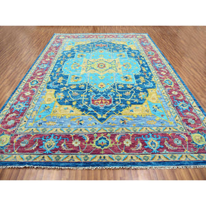 10'3"x14' Imperial Blue, Colorful Serapi Heriz Design, Hand Knotted, 100% Wool, Thick and Plush, Oriental Rug FWR479736