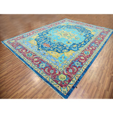 Load image into Gallery viewer, 10&#39;3&quot;x14&#39; Imperial Blue, Colorful Serapi Heriz Design, Hand Knotted, 100% Wool, Thick and Plush, Oriental Rug FWR479736