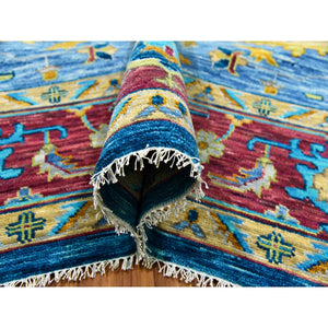 10'3"x14' Imperial Blue, Colorful Serapi Heriz Design, Hand Knotted, 100% Wool, Thick and Plush, Oriental Rug FWR479736