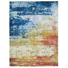 Load image into Gallery viewer, 10&#39;3&quot;x13&#39;9&quot; Chiffon Ivory, Colorful Modern Abstract Design, 100% Wool, Hand Knotted, Lush Pile, Oriental Rug FWR479754