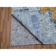 Load image into Gallery viewer, 9&#39;10&quot;x13&#39;8&quot; Misty Gray, Colorful Modern Abstract Design, 100% Wool, Hand Knotted, Soft to the Touch, Oriental Rug FWR479766