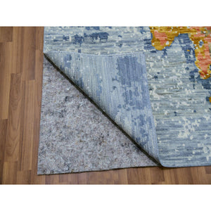 9'10"x13'8" Misty Gray, Colorful Modern Abstract Design, 100% Wool, Hand Knotted, Soft to the Touch, Oriental Rug FWR479766