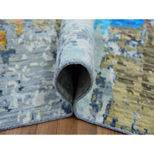 Load image into Gallery viewer, 9&#39;10&quot;x13&#39;8&quot; Misty Gray, Colorful Modern Abstract Design, 100% Wool, Hand Knotted, Soft to the Touch, Oriental Rug FWR479766