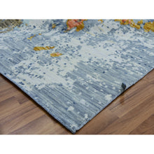 Load image into Gallery viewer, 9&#39;10&quot;x13&#39;8&quot; Misty Gray, Colorful Modern Abstract Design, 100% Wool, Hand Knotted, Soft to the Touch, Oriental Rug FWR479766