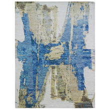 Load image into Gallery viewer, 10&#39;2&quot;x13&#39;8&quot; Powder White, Modern Abstract Design, Hand Knotted, 100% Wool, Lush Pile, Oriental Rug FWR479772