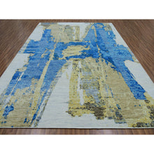 Load image into Gallery viewer, 10&#39;2&quot;x13&#39;8&quot; Powder White, Modern Abstract Design, Hand Knotted, 100% Wool, Lush Pile, Oriental Rug FWR479772