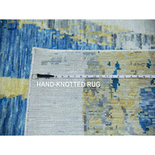 Load image into Gallery viewer, 10&#39;2&quot;x13&#39;8&quot; Powder White, Modern Abstract Design, Hand Knotted, 100% Wool, Lush Pile, Oriental Rug FWR479772