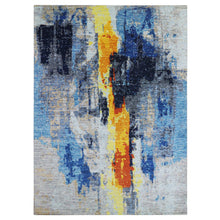 Load image into Gallery viewer, 10&#39;x13&#39;9&quot; Cloud Gray, Colorful Modern Abstract Design, Hand Knotted, Natural Wool, Thick and Plush, Oriental Rug FWR479778