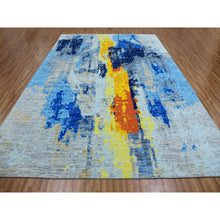 Load image into Gallery viewer, 10&#39;x13&#39;9&quot; Cloud Gray, Colorful Modern Abstract Design, Hand Knotted, Natural Wool, Thick and Plush, Oriental Rug FWR479778