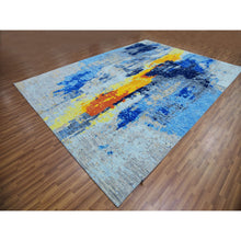 Load image into Gallery viewer, 10&#39;x13&#39;9&quot; Cloud Gray, Colorful Modern Abstract Design, Hand Knotted, Natural Wool, Thick and Plush, Oriental Rug FWR479778