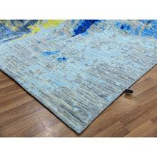 Load image into Gallery viewer, 10&#39;x13&#39;9&quot; Cloud Gray, Colorful Modern Abstract Design, Hand Knotted, Natural Wool, Thick and Plush, Oriental Rug FWR479778