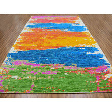 Load image into Gallery viewer, 10&#39;x14&#39;1&quot; Ivory with Multi Beach Colors, Hand Knotted, Modern Abstract Design, Pure Wool, Lush and Plush, Oriental Rug FWR479790