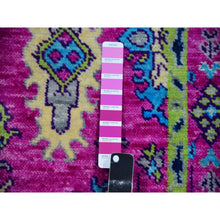 Load image into Gallery viewer, 2&#39;7&quot;x11&#39;10&quot; Hot Pink, Hand Knotted, Oushak Weave and Design with Colorful Leaf Pattern, Pure Wool, Lush Pile, Runner, Oriental Rug FWR479802