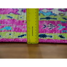 Load image into Gallery viewer, 2&#39;7&quot;x11&#39;10&quot; Hot Pink, Hand Knotted, Oushak Weave and Design with Colorful Leaf Pattern, Pure Wool, Lush Pile, Runner, Oriental Rug FWR479802