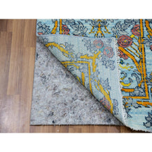 Load image into Gallery viewer, 2&#39;8&quot;x9&#39;5&quot; Blueish Gray, William Morris Inspired Arts and Crafts Design, Natural Wool, Hand Knotted, Thick and Plush, Runner, Oriental Rug FWR479808