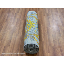 Load image into Gallery viewer, 2&#39;8&quot;x9&#39;5&quot; Blueish Gray, William Morris Inspired Arts and Crafts Design, Natural Wool, Hand Knotted, Thick and Plush, Runner, Oriental Rug FWR479808