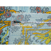 Load image into Gallery viewer, 2&#39;8&quot;x9&#39;5&quot; Blueish Gray, William Morris Inspired Arts and Crafts Design, Natural Wool, Hand Knotted, Thick and Plush, Runner, Oriental Rug FWR479808