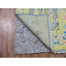 Load image into Gallery viewer, 2&#39;10&quot;x15&#39;7&quot; Pewter Gray, Oushak Weave and Design with Colorful Leaf Pattern, 100% Wool, Hand Knotted, Plush and Lush, XL Runner, Oriental Rug FWR479826