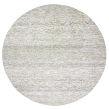 Load image into Gallery viewer, 14&#39;x14&#39; Pristine White, Extra Soft Wool, Hand Knotted Modern Grass Design, Tone on Tone, Organic Sustainable Textile, Round Oriental Rug FWR479832