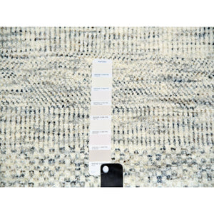 12'x15' Dove White, Hand Knotted 100% Wool, Tone on Tone, Modern Grass Design, Organic Sustainable Textile, Oversized Oriental Rug FWR479838