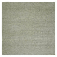 Load image into Gallery viewer, 10&#39;x10&#39; Snowbound White, Soft and Shiny Wool, Organic Sustainable Textile, Modern Grass Design, Tone on Tone, Hand Knotted Borderless Square Oriental Rug FWR479868