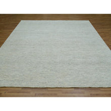 Load image into Gallery viewer, 10&#39;x10&#39; Snowbound White, Soft and Shiny Wool, Organic Sustainable Textile, Modern Grass Design, Tone on Tone, Hand Knotted Borderless Square Oriental Rug FWR479868