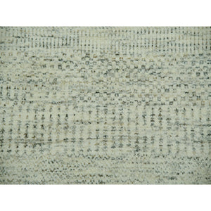 10'x10' Snowbound White, Soft and Shiny Wool, Organic Sustainable Textile, Modern Grass Design, Tone on Tone, Hand Knotted Borderless Square Oriental Rug FWR479868