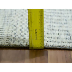 10'x10' Snowbound White, Soft and Shiny Wool, Organic Sustainable Textile, Modern Grass Design, Tone on Tone, Hand Knotted Borderless Square Oriental Rug FWR479868