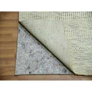 12'x12' High Reflective White, 100% Wool, Hand Knotted Borderless, Organic Sustainable Textile, Modern Square Grass Design, Tone on Tone, Oriental Rug FWR479874