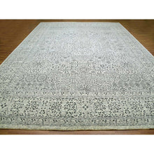 Load image into Gallery viewer, 14&#39;1&quot;x17&#39;9&quot; Chantilly Lace White, Tone on Tone Design, Hand Knotted Mamluk Dynasty Luxurious Wool, Oversized Undyed Oriental Rug FWR479892