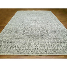 Load image into Gallery viewer, 12&#39;1&quot;x15&#39;4&quot; Heron White, Mamluk Dynasty Design, Hand Knotted Undyed 100% Wool, Tone on Tone, Oversized Oriental Rug FWR479898