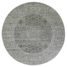 Load image into Gallery viewer, 12&#39;x12&#39; Decorators White, Tone on Tone, Hand Knotted Undyed Extra Soft Wool, Round Mamluk Dynasty Design, Oriental Rug FWR479910