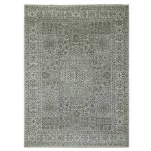 Load image into Gallery viewer, 9&#39;x12&#39;2&quot; Diamond White, Mamluk Dynasty Pattern, Tone on Tone, Undyed Vibrant Wool, Hand Knotted, Oriental Rug FWR479922