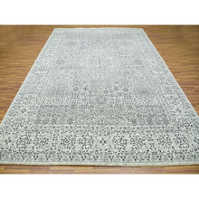 Load image into Gallery viewer, 9&#39;x12&#39;2&quot; Diamond White, Mamluk Dynasty Pattern, Tone on Tone, Undyed Vibrant Wool, Hand Knotted, Oriental Rug FWR479922