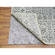 Load image into Gallery viewer, 9&#39;x12&#39;2&quot; Diamond White, Mamluk Dynasty Pattern, Tone on Tone, Undyed Vibrant Wool, Hand Knotted, Oriental Rug FWR479922