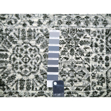 Load image into Gallery viewer, 9&#39;x12&#39;2&quot; Diamond White, Mamluk Dynasty Pattern, Tone on Tone, Undyed Vibrant Wool, Hand Knotted, Oriental Rug FWR479922